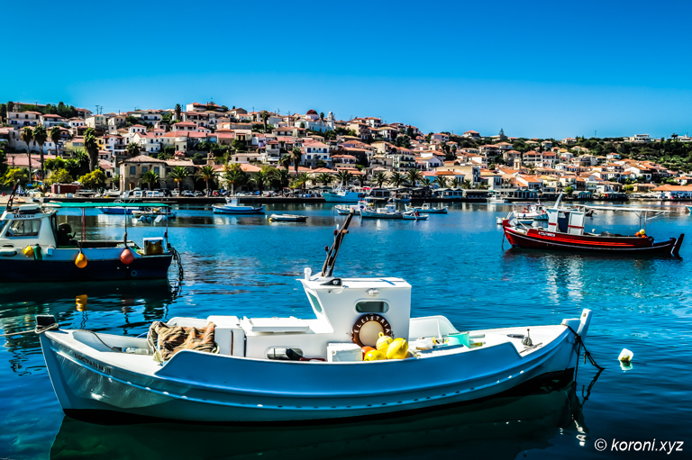 Fisherboats in Harbour with Koroni Skyline - Sea Stroy